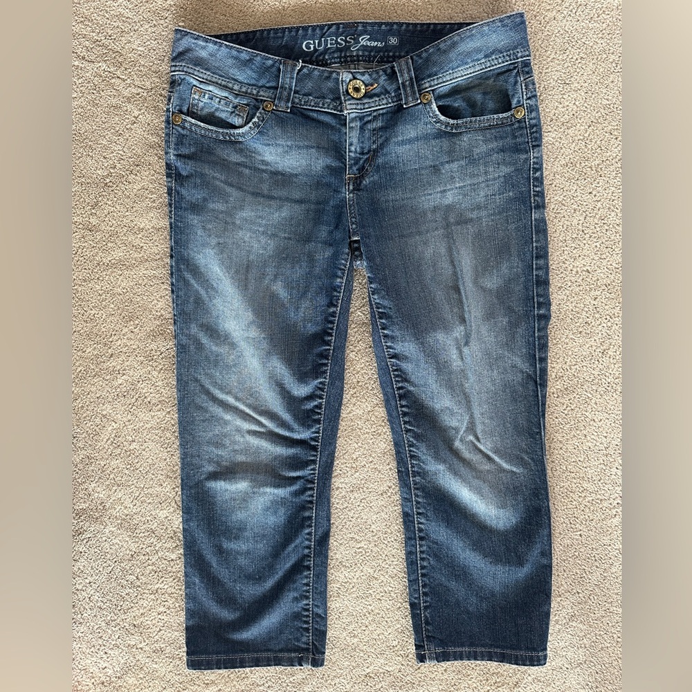 Guess Blue Ankle Cropped Jeans with Vintage Wash